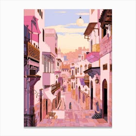 Rabat Morocco 1 Vintage Pink Travel Illustration Canvas Print