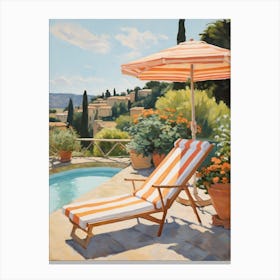 Sun Lounger By The Pool In Rome Italy Canvas Print