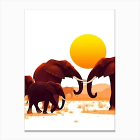 Elephants In The Savannah Canvas Print