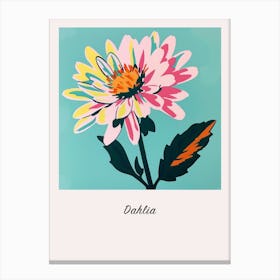 Dahlia 2 Square Flower Illustration Poster Canvas Print