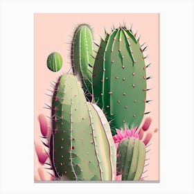 Prickly Pear Cactus Neutral Abstract 1 Canvas Print