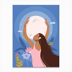 Moon Goddess Magic – Blue Art Print Canvas Print