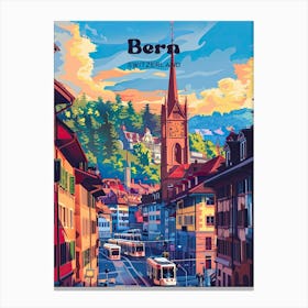 Bern Switzerland Architecture Digital Travel Illustration Canvas Print