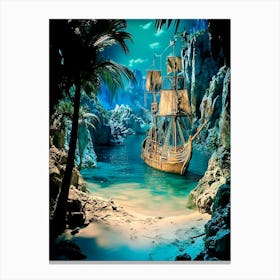 Pirate Ship In The Sea Canvas Print