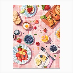 Pink Breakfast Food Veggie Breakfast 3 Canvas Print