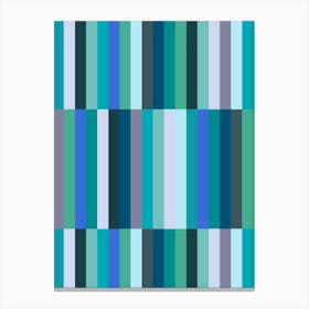 Abstract Aqua Blue And Green Geometric Stripes Canvas Print