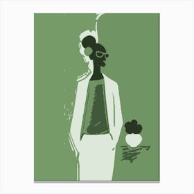 Beautiful Bold Successful Black Woman Minimalist Green Canvas Print