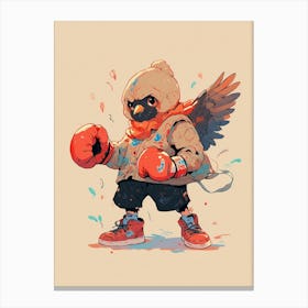 Bird In Boxing Gloves Canvas Print