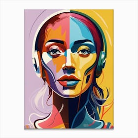 Portrait Of A Woman With Headphones Canvas Print