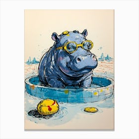 Swimming Hippo Canvas Print