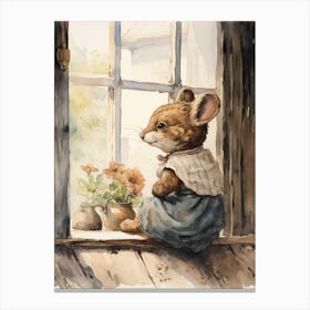 Storybook Animal Watercolour Mouse 3 Canvas Print