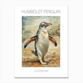 Humboldt Penguin Cooper Bay Watercolour Painting 2 Poster Canvas Print