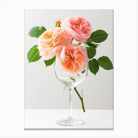 English Roses Painting Rose In A Wine Glass 4 Canvas Print