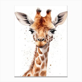 Baby Giraffe Watercolour Nursery 8 Canvas Print