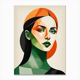 Geometric Woman Portrait Pop Art (12) Canvas Print