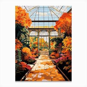 Longwood Gardens, Usa In Autumn Fall Illustration 1 Canvas Print
