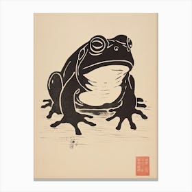 Frog Matsumoto Hoji Inspired Japanese Neutrals And Red 6 Canvas Print