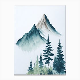 Mountain And Forest In Minimalist Watercolor Vertical Composition 168 Canvas Print