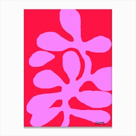 Hot Pink Funky Flower on Red Canvas Print