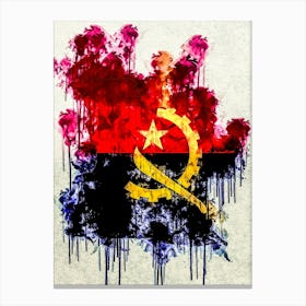 Flag Of Angola Country Canvas Print