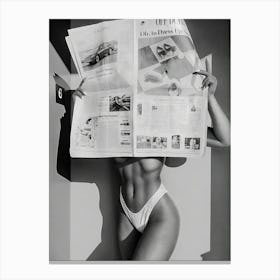 Woman Reading Newspaper Canvas Print