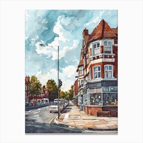 Hounslow London Borough   Street Watercolour 2 Canvas Print