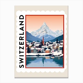 Retro Winter Stamp Poster Lucerne Switzerland 1 Canvas Print