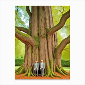 Two Men Sitting Under A Tree Canvas Print