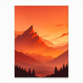 Misty Mountains Vertical Composition In Orange Tone 123 Canvas Print