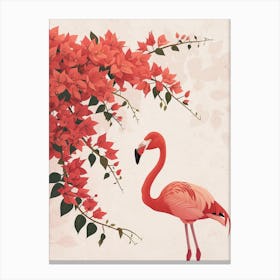 Chilean Flamingo Bougainvillea Minimalist Illustration 2 Canvas Print