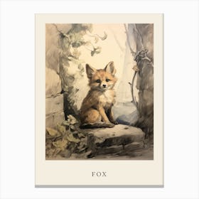Beatrix Potter Inspired  Animal Watercolour Fox 1 Canvas Print