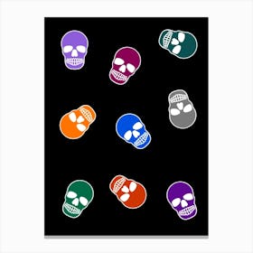 Skulls Pattern in Multi Colour Halloween Canvas Print