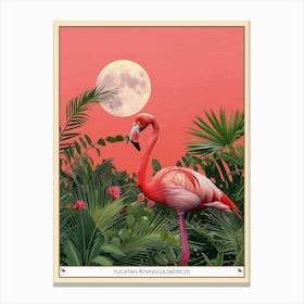 Greater Flamingo Yucatan Peninsula Mexico Tropical Illustration 1 Poster Canvas Print