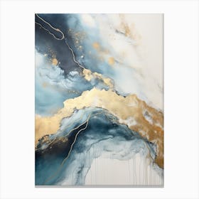 Gold And Blue Abstract Painting 5 Canvas Print