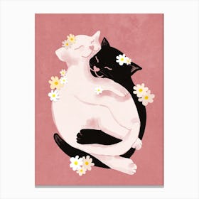 Cuddling cats Canvas Print