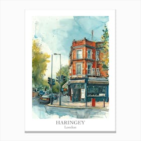 Haringey London Borough   Street Watercolour 3 Poster Canvas Print