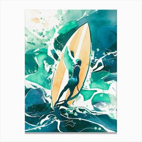 Surfer Watercolor Painting 1 Canvas Print