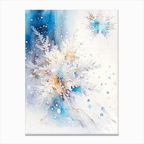 Falling, Snowflakes, Storybook Watercolours 2 Canvas Print