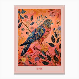 Floral Animal Painting Hawk 1 Poster Canvas Print