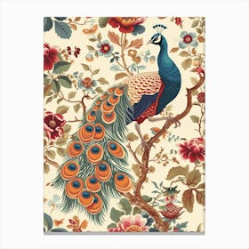 Sepia Peacock Decadent Bird Wallpaper 1 Canvas Print