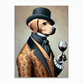 Dog With A Glass Of Wine 1 Canvas Print