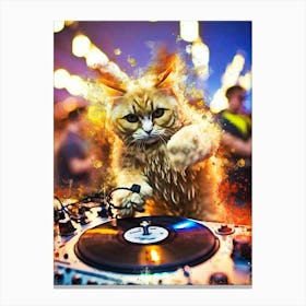 Cat Dj music 1 Canvas Print