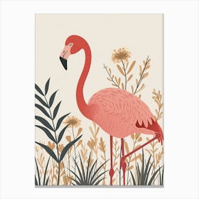 Andean Flamingo And Ginger Plants Minimalist Illustration 3 Canvas Print