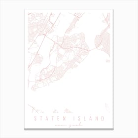 Staten Island New York Light Pink Minimal Street Map Canvas Print