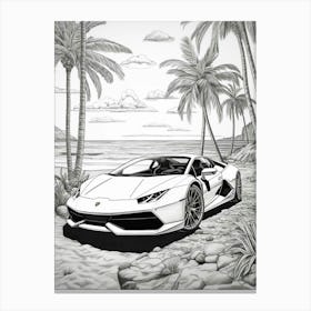 Lamborghini Huracan Tropical Line Drawing 2 Canvas Print