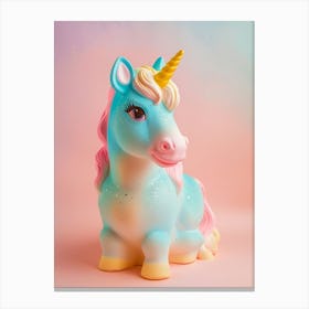 Pastel Toy Unicorn Portrait 3 Canvas Print