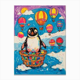 Penguin In Basket 1 Canvas Print