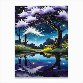 Night Sky With Trees Canvas Print