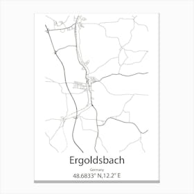 Ergoldsbach,Germany Minimalist Map Canvas Print