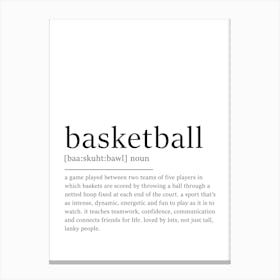 Basketball Definition Poster - Dictionary Canvas Print